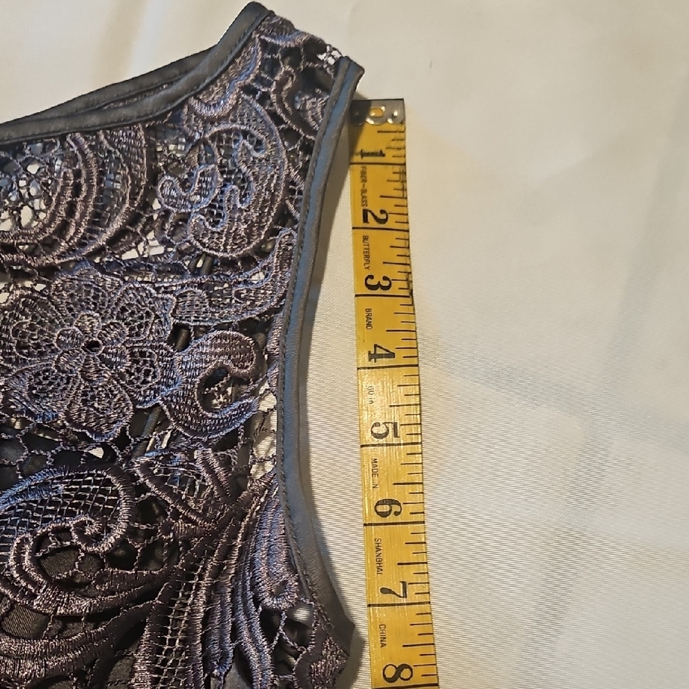 Adrianna Papell Dary Gray Sheath Midi Dress Sleeveless Bateau Size 8 - Picture 13 of 16